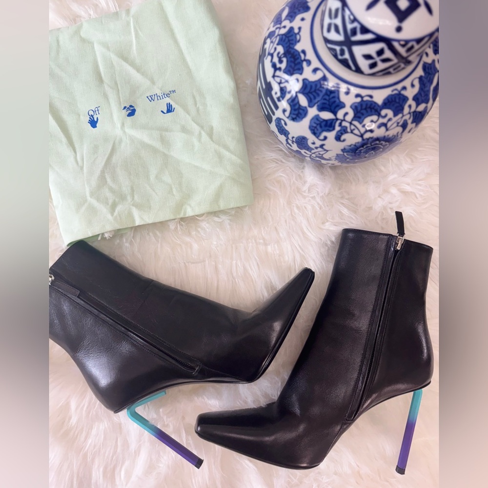 Off-White Allen 140mm leather ankle boots with a gradient heel